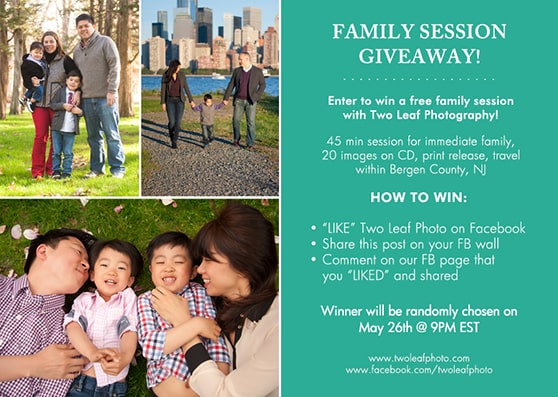 A family photo shoot is a great prize idea to win