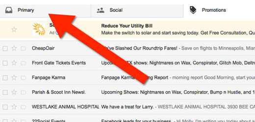 To allowlist emails in Gmail, drag them into the Primary tab