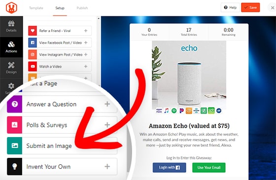 photo contest giveaway with image upload