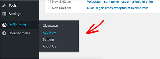 Add a new giveaway in RafflePress