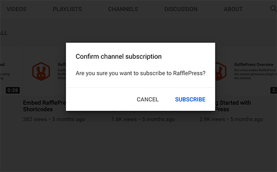 Confirm the YouTube channel subscription