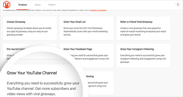 Use the grow your YouTube Channel Template