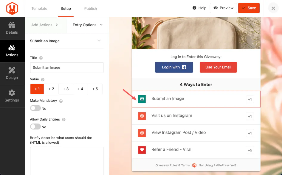 instagram-giveaway-submit-an-image - RafflePress Adding the Submit an Image entry action in RafflePress