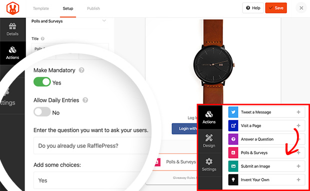 Adding a survey in RafflePress