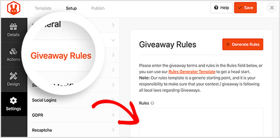 Rafflepress giveaway rules option