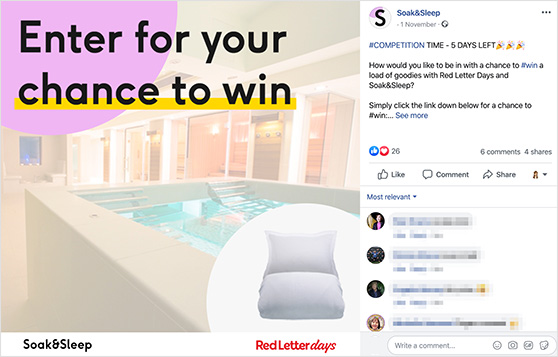 Soak & Sleep facebook giveaway