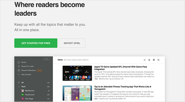 RSS Feed reader Feedly