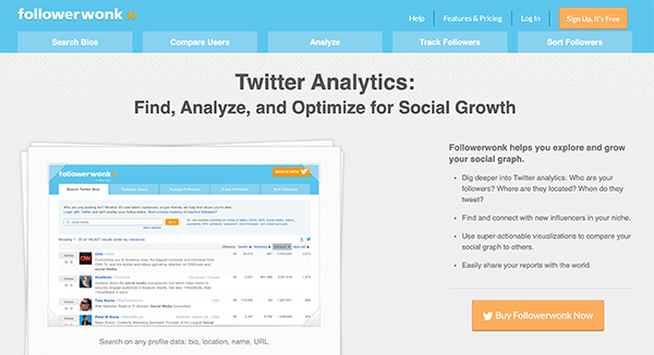 Followerwonk is an analytics tool for Twitter social media marketing