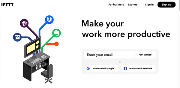 IFTTT social media productivity tool