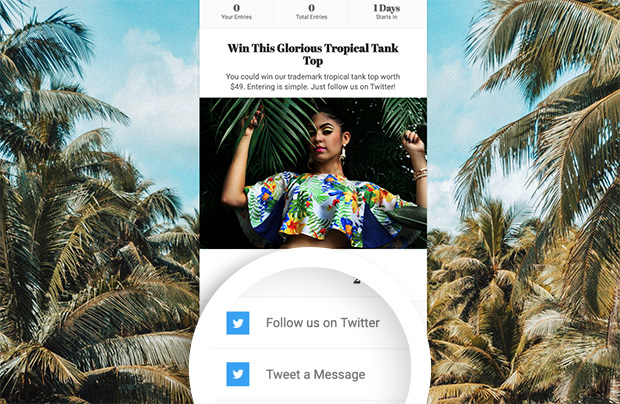 Twitter contest landing page example