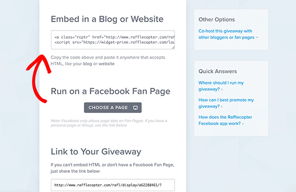 rafflecopter embed code