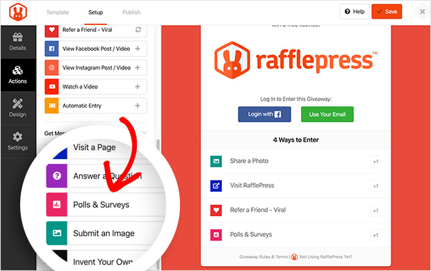 RafflePress polls and surveys action giveaway ideas for businesses