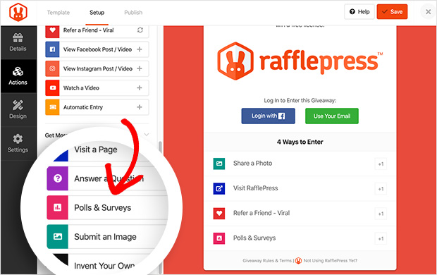 rafflePress surveys and polls