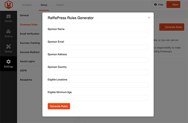 RafflePress rules generator