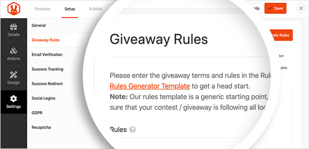 giveaway rules section rafflepress