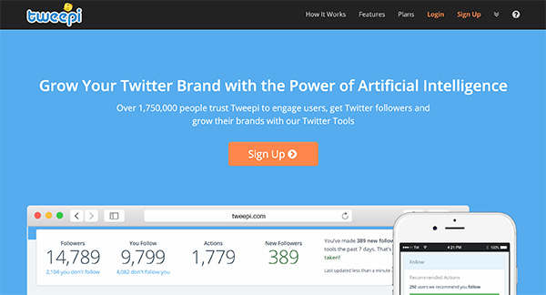 Tweepi social media marketing tool for Twitter