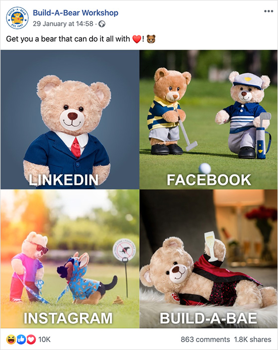 Build a bear workshop use memes to increase engagement on facebook