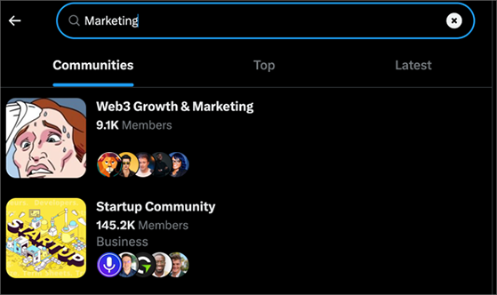 Example of an X Community for niche audience conversations