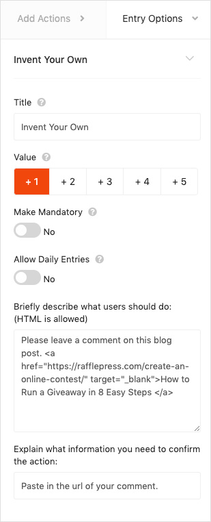 Invent your own entry action for blog comments