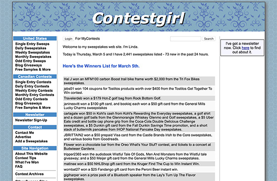 Contest girl sweepstakes directory