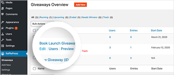 Edit blog giveaway in rafflepress