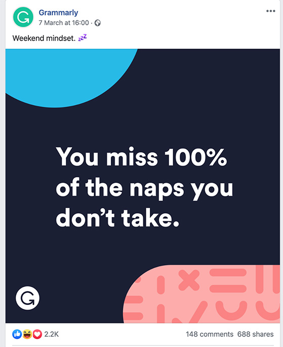 Grammarly popular facebook post