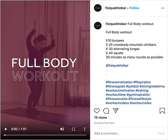 Instagram workout video