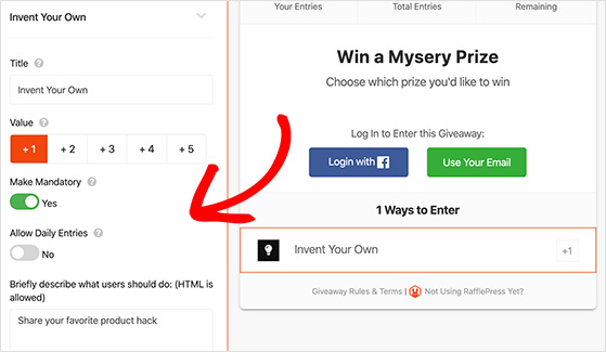 Share hacks using the Invent Your Own entry action