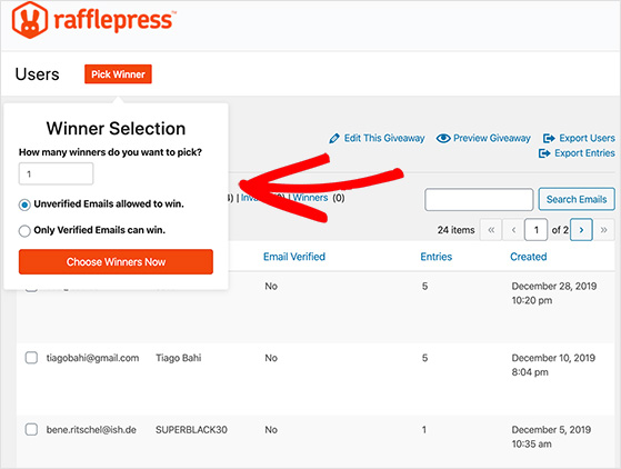 Pick a giveaway winner with RafflePress