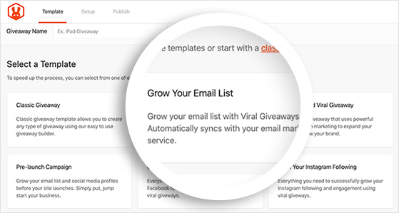 email list giveaway template