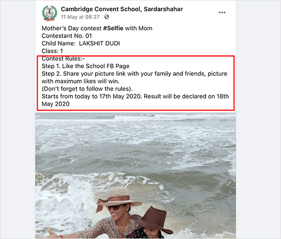 Facebook photo contest examples with rules