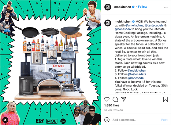 instagram giveaway example MOB Kitchen