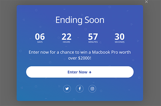 Use a giveaway countdown timer to create a sense of urgency