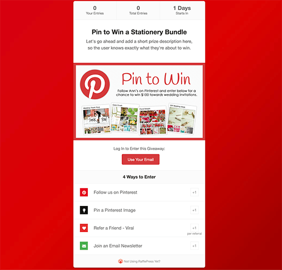 Pinterest Giveaway App. Run Giveaways and Contests on Pinterest