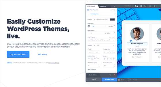 CSS Hero is the best WordPress theme editor and customizer