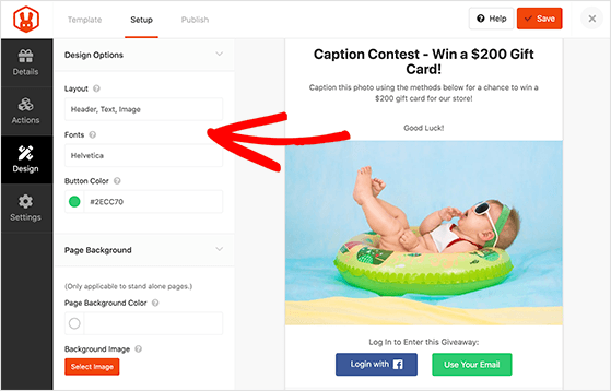 Design your caption contest widget