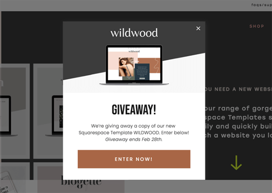 giveaway marketing popup