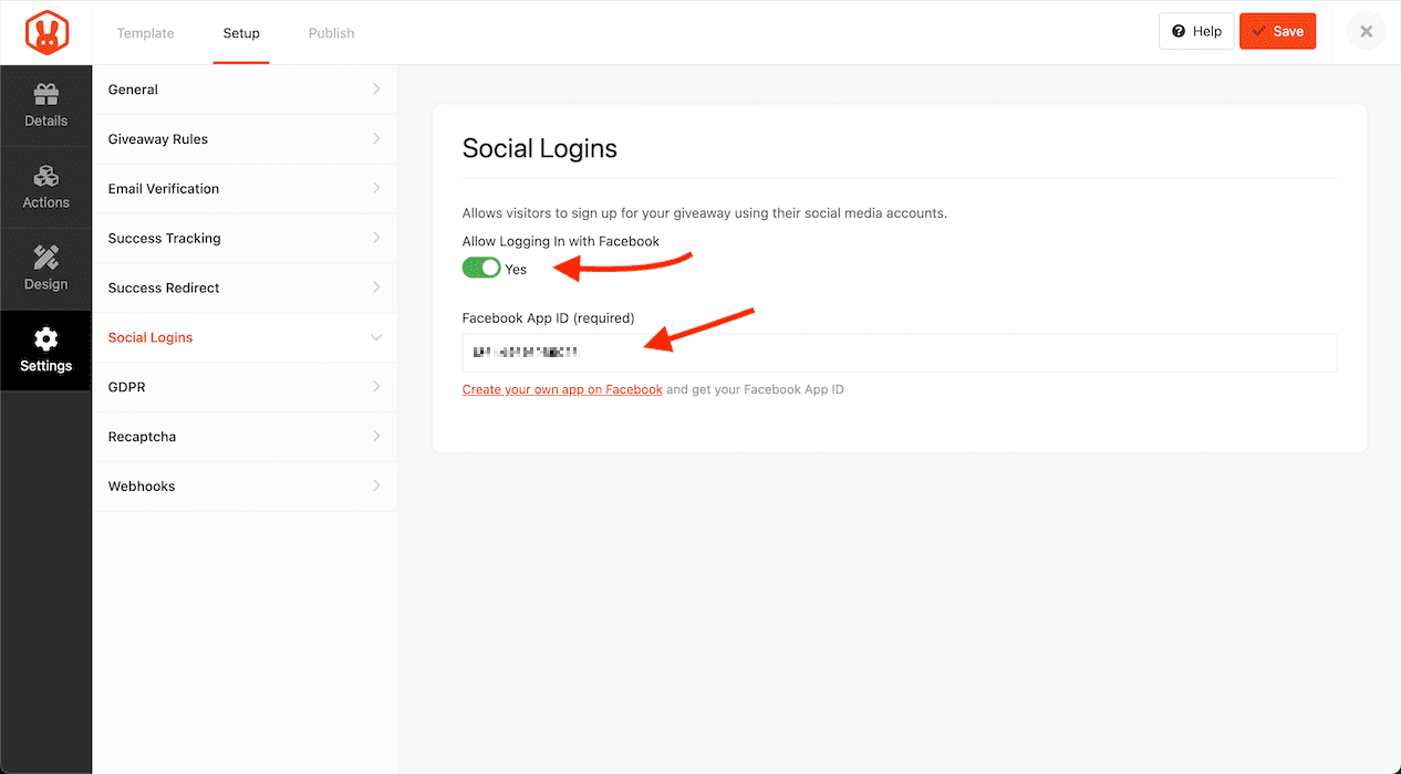 Facebook Login Setup - RafflePress
