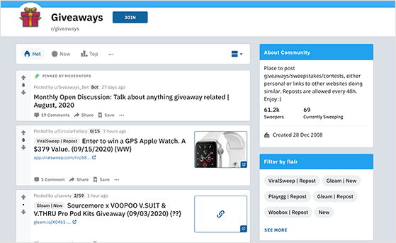 reddit giveaways subreddit