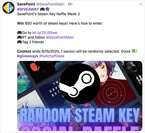 Use relevant giveaway hashtags on twitter to make your tweet easier to find