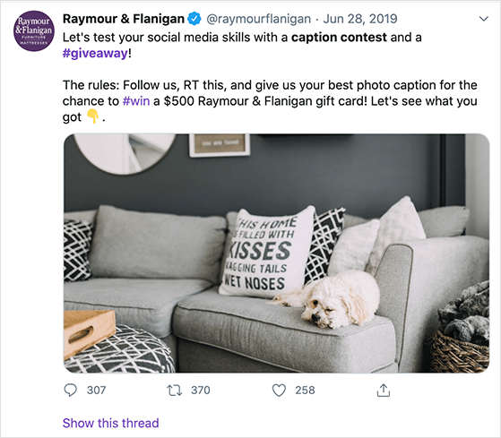 Twitter caption contest giveaway examples