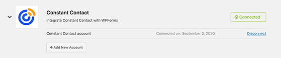 Constant contact successfully connected to wpforms