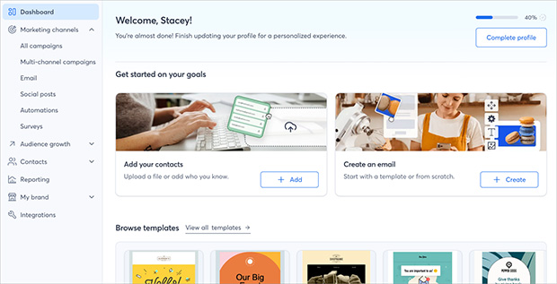 Constant Contact email marketing dashboard