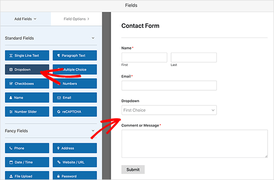 You can drag and drop contact form field to customize your form