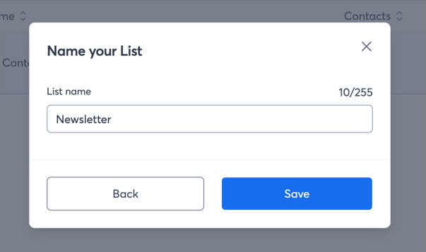 give your email list a name