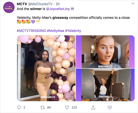 announce your giveaway winner
