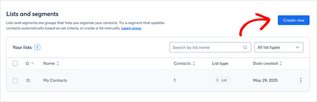 Create a New Email List