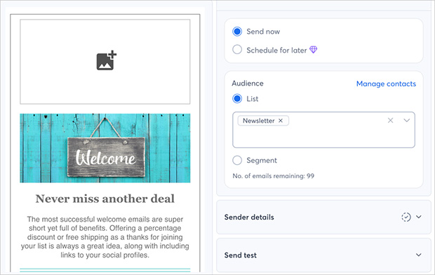 Choose the email list you setup to send your welcome email to.