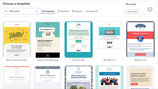 Select an email template for your welcome email.