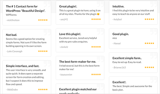 WPForms contact form plugin with 5 star reviews
